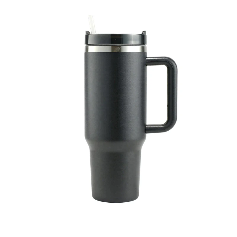 40 oz tumbler with handle and straw lid 40 oz tumbler with handle and straw lid-Black