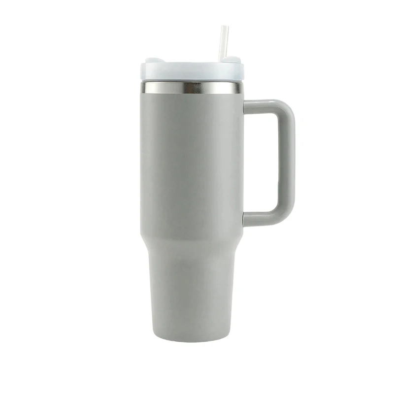 40 oz tumbler with handle and straw lid 40 oz tumbler with handle and straw lid-Gray