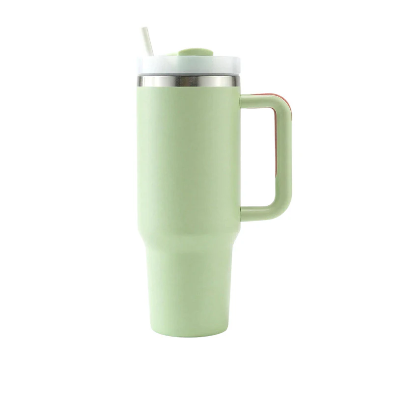 40 oz tumbler with handle and straw lid 40 oz tumbler with handle and straw lid-Light-Green