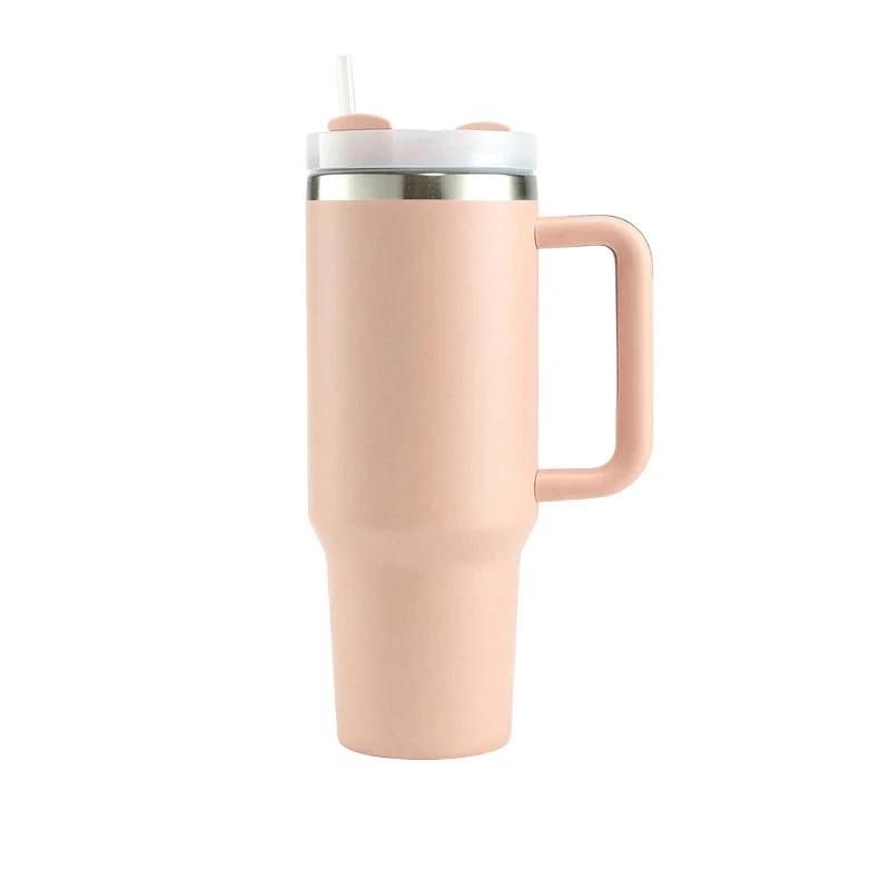40 oz tumbler with handle and straw lid 40 oz tumbler with handle and straw lid-Light-Pink