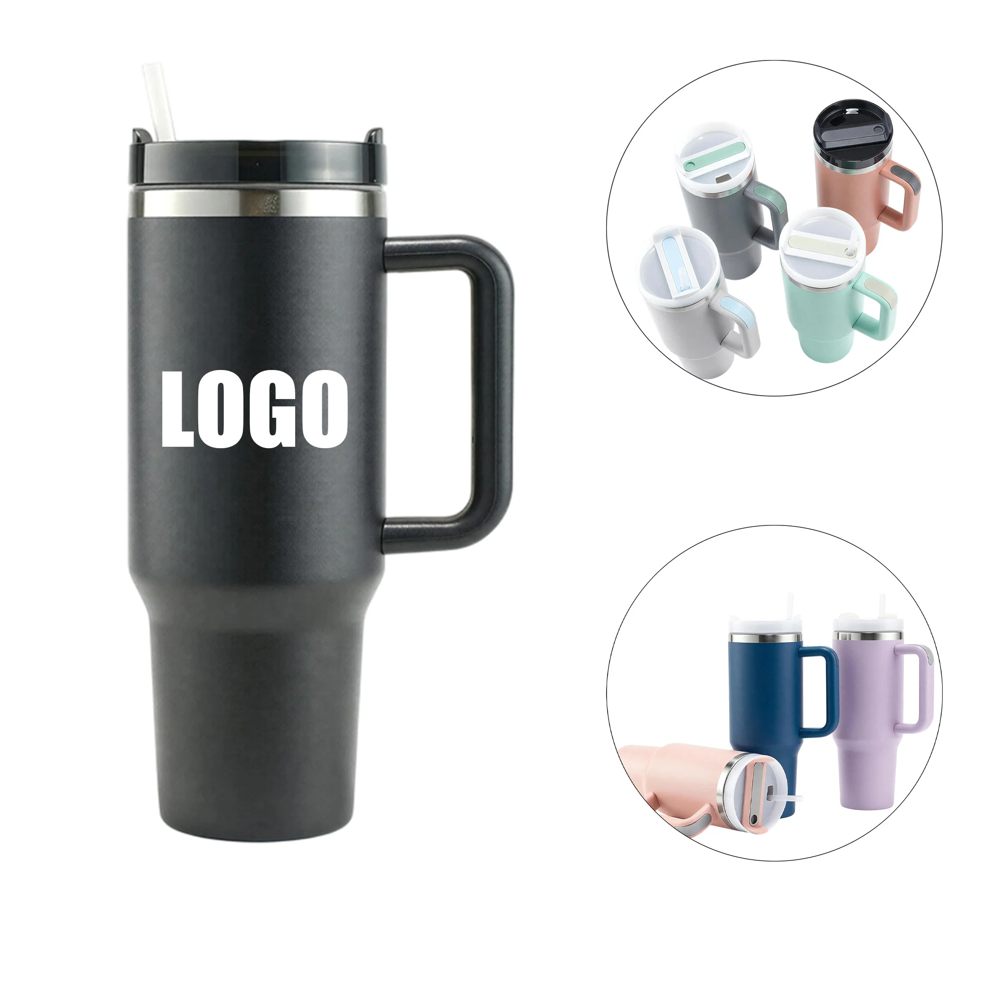 40 oz tumbler with handle and straw lid 40 oz tumbler with handle and straw lid-Main-Logo