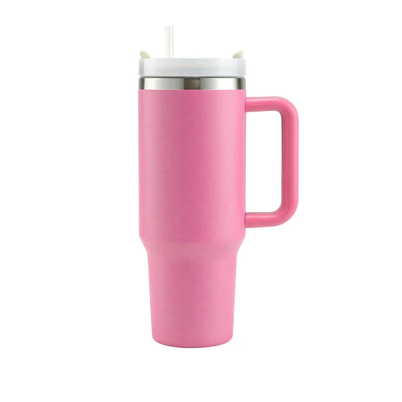 40 oz tumbler with handle and straw lid 40 oz tumbler with handle and straw lid-Pink
