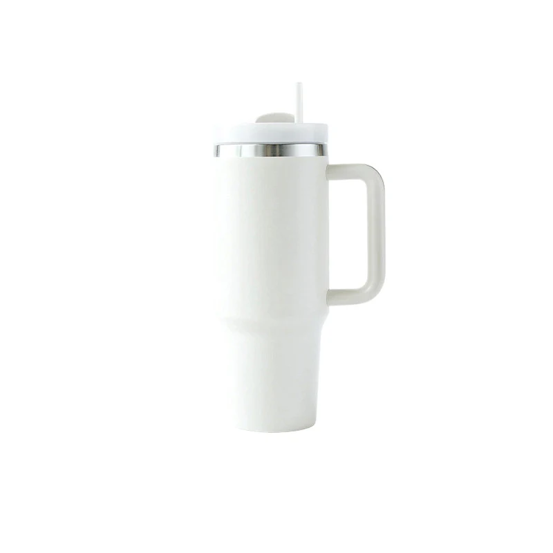 40 oz tumbler with handle and straw lid 40 oz tumbler with handle and straw lid-White